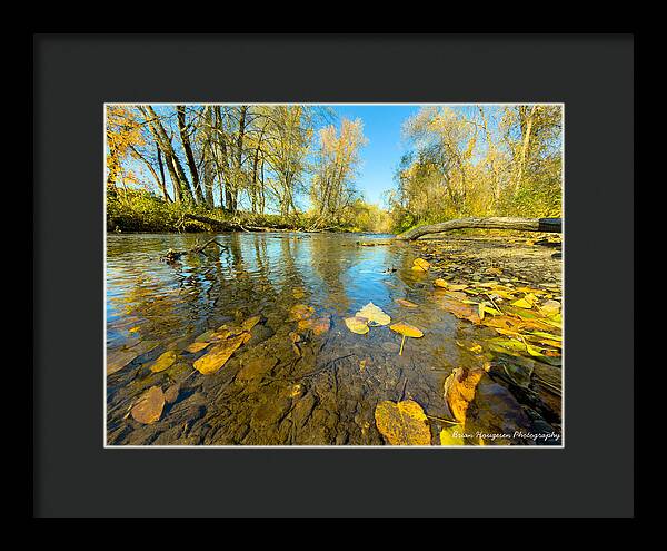 Serene Autumn Creek Landscape - Framed Print