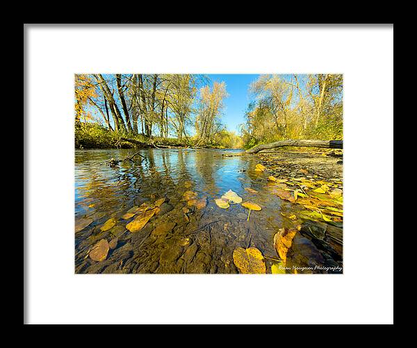 Serene Autumn Creek Landscape - Framed Print