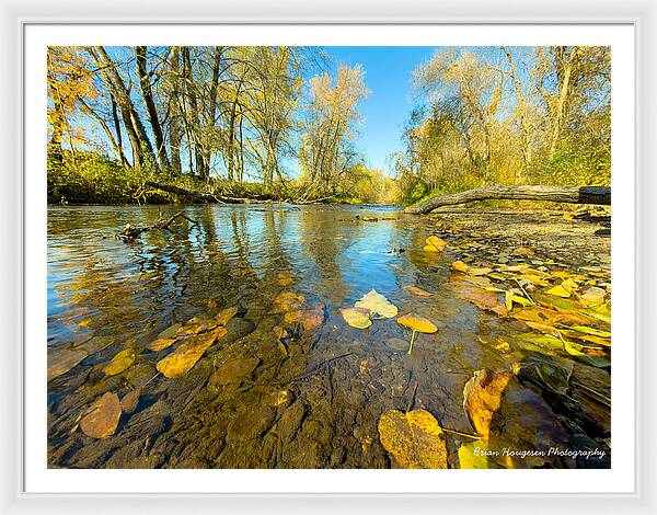 Serene Autumn Creek Landscape - Framed Print