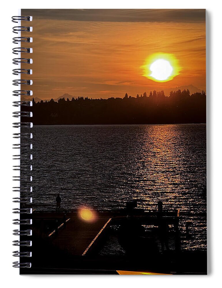Sunset lake Washington - Spiral Notebook
