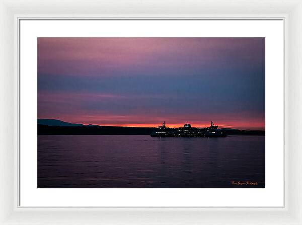 Sunset  with the Ferry - Framed Print