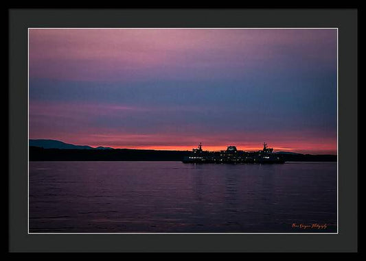 Sunset  with the Ferry - Framed Print