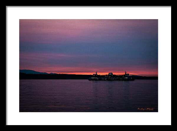 Sunset  with the Ferry - Framed Print