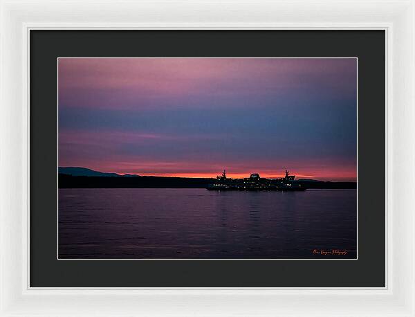 Sunset  with the Ferry - Framed Print