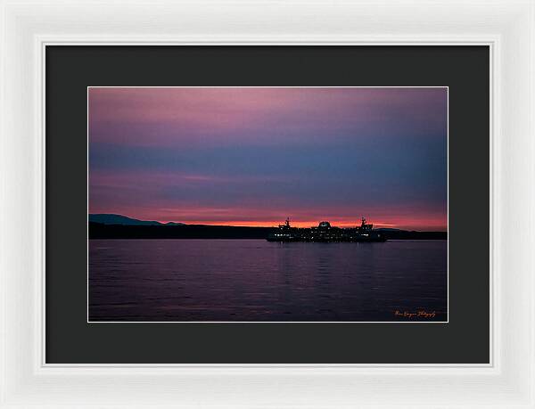Sunset  with the Ferry - Framed Print