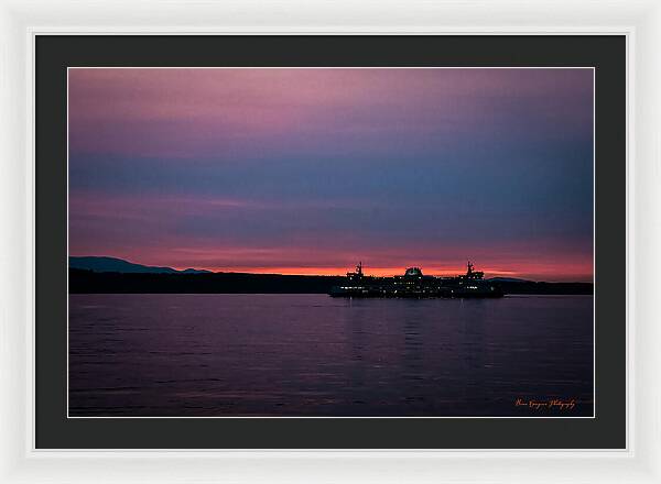 Sunset  with the Ferry - Framed Print
