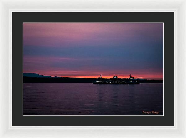 Sunset  with the Ferry - Framed Print