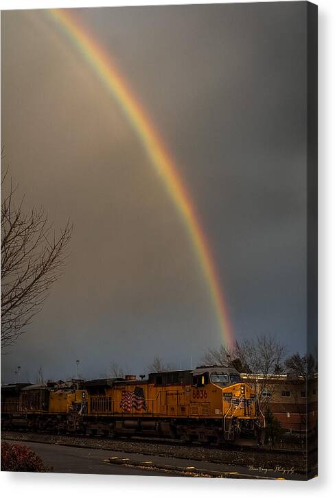 Train at the end of the rainbow - Canvas Print