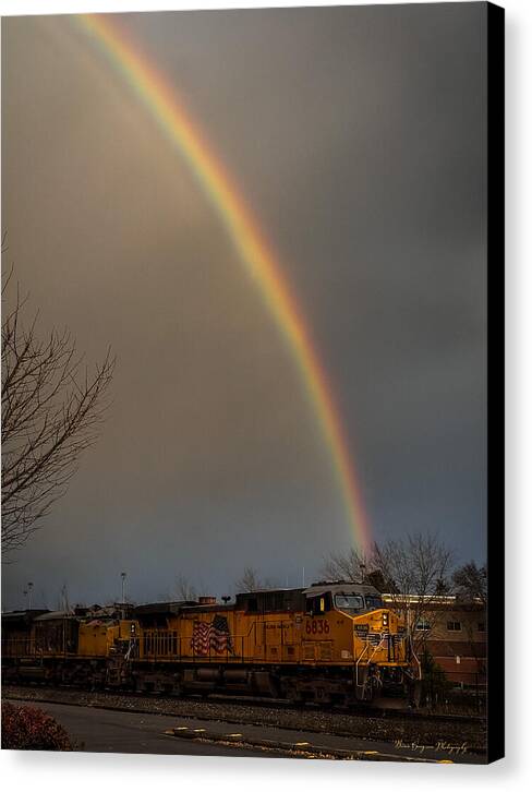 Train at the end of the rainbow - Canvas Print
