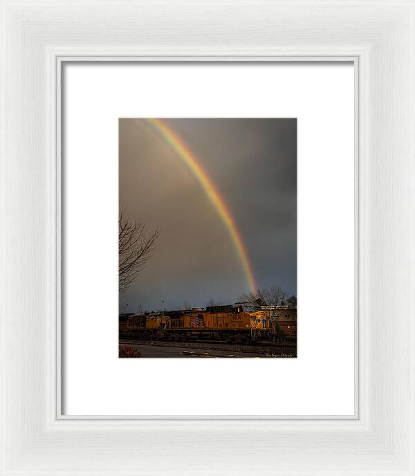 Train at the end of the rainbow - Framed Print