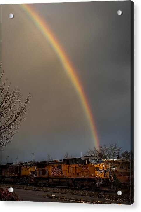 Train at the end of the rainbow - Acrylic Print