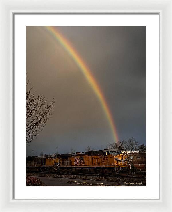 Train at the end of the rainbow - Framed Print