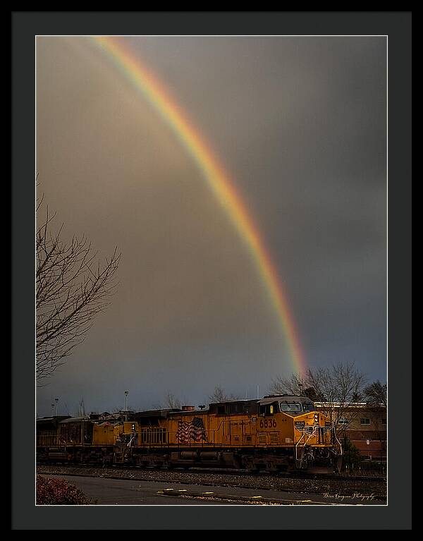 Train at the end of the rainbow - Framed Print