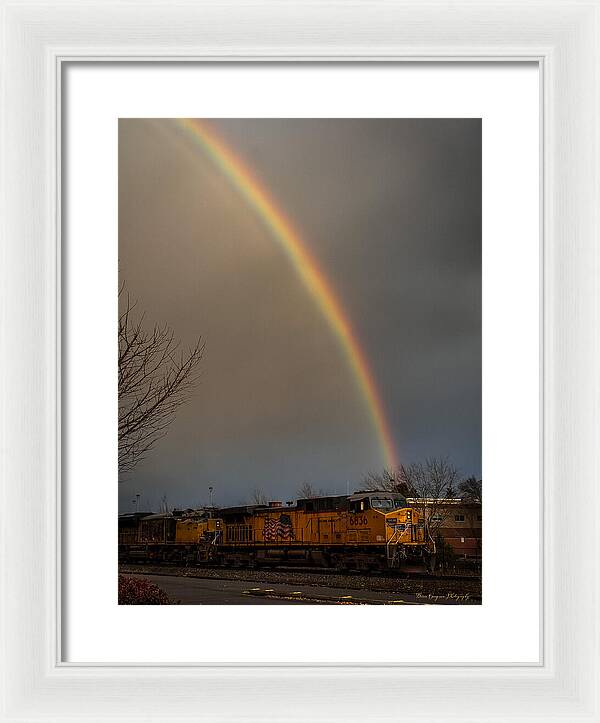 Train at the end of the rainbow - Framed Print