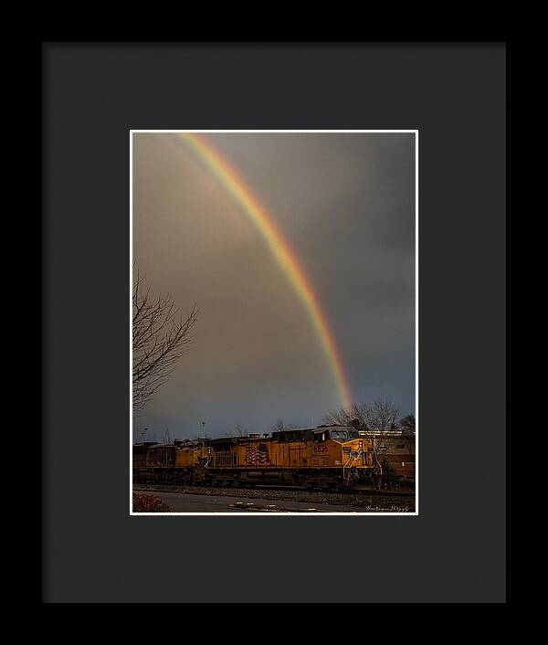 Train at the end of the rainbow - Framed Print