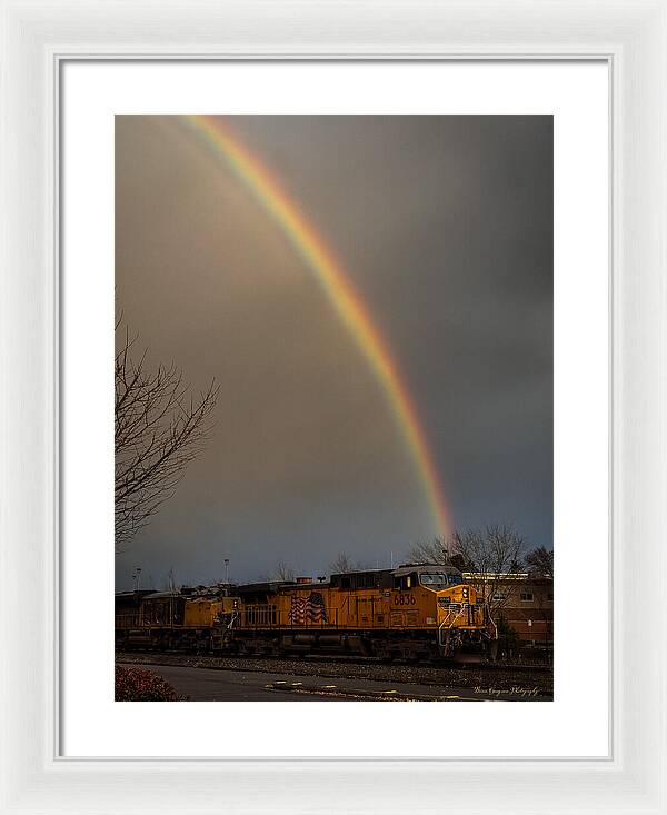 Train at the end of the rainbow - Framed Print