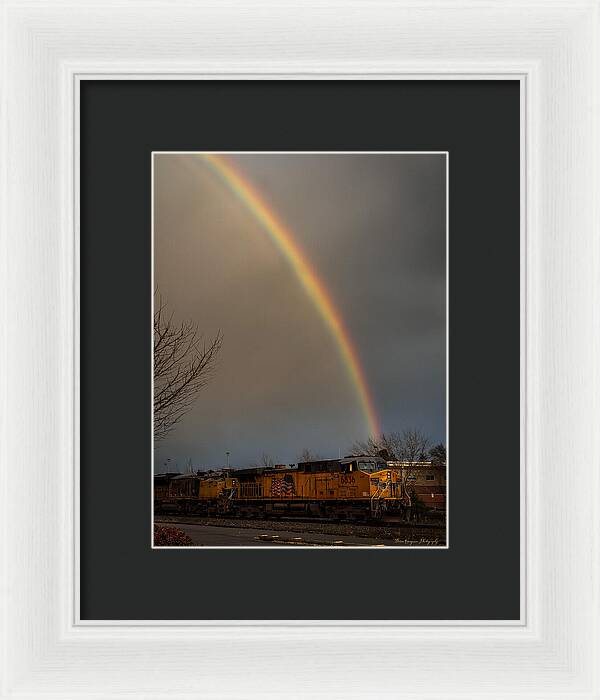Train at the end of the rainbow - Framed Print