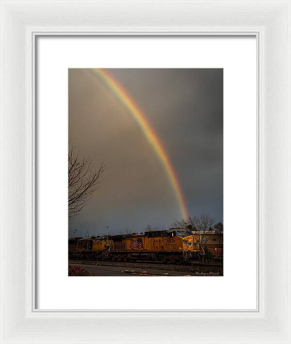 Train at the end of the rainbow - Framed Print