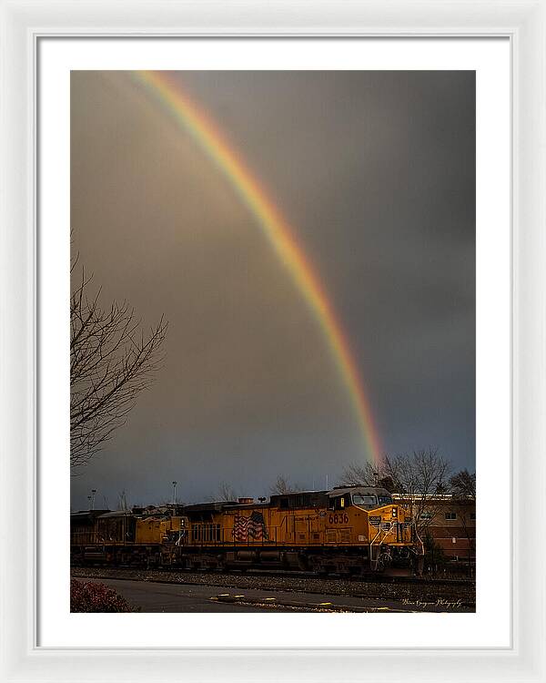 Train at the end of the rainbow - Framed Print