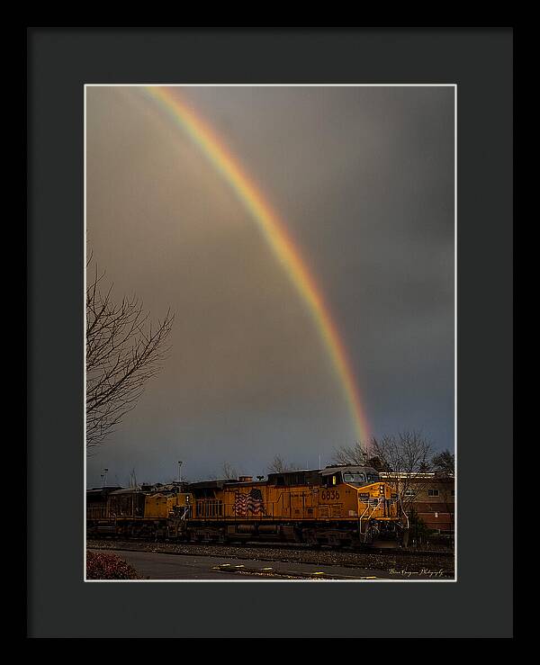 Train at the end of the rainbow - Framed Print