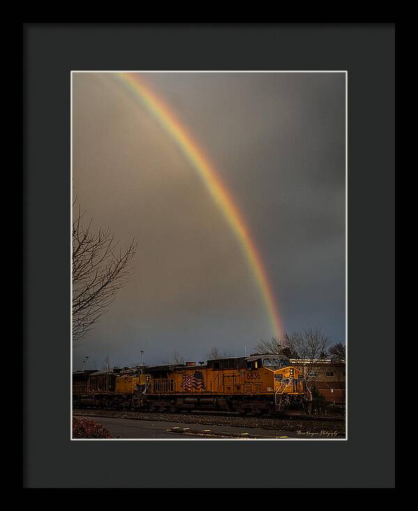Train at the end of the rainbow - Framed Print