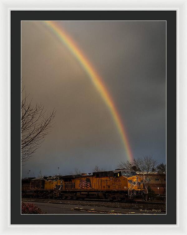 Train at the end of the rainbow - Framed Print