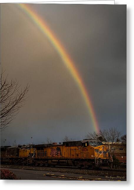 Train at the end of the rainbow - Greeting Card