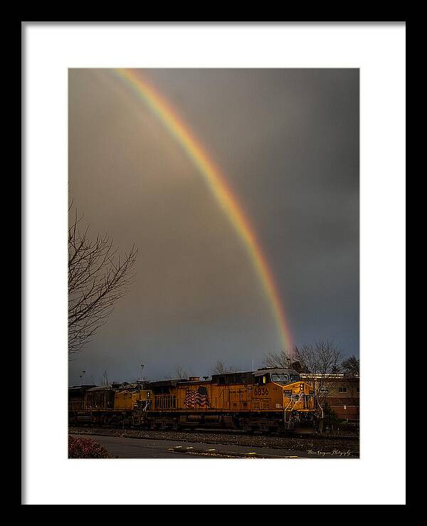Train at the end of the rainbow - Framed Print