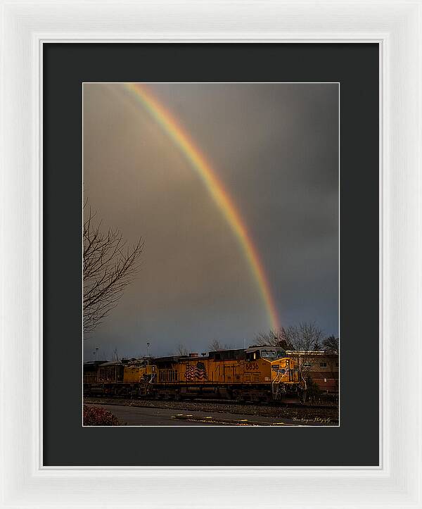 Train at the end of the rainbow - Framed Print