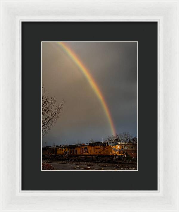 Train at the end of the rainbow - Framed Print