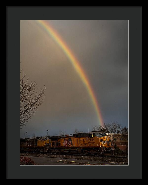 Train at the end of the rainbow - Framed Print