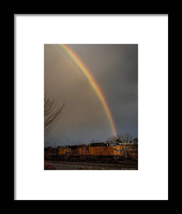 Train at the end of the rainbow - Framed Print