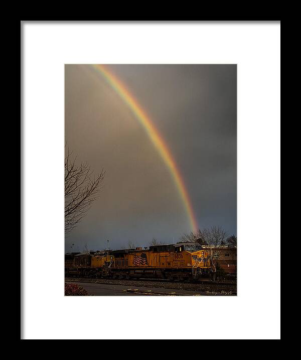 Train at the end of the rainbow - Framed Print