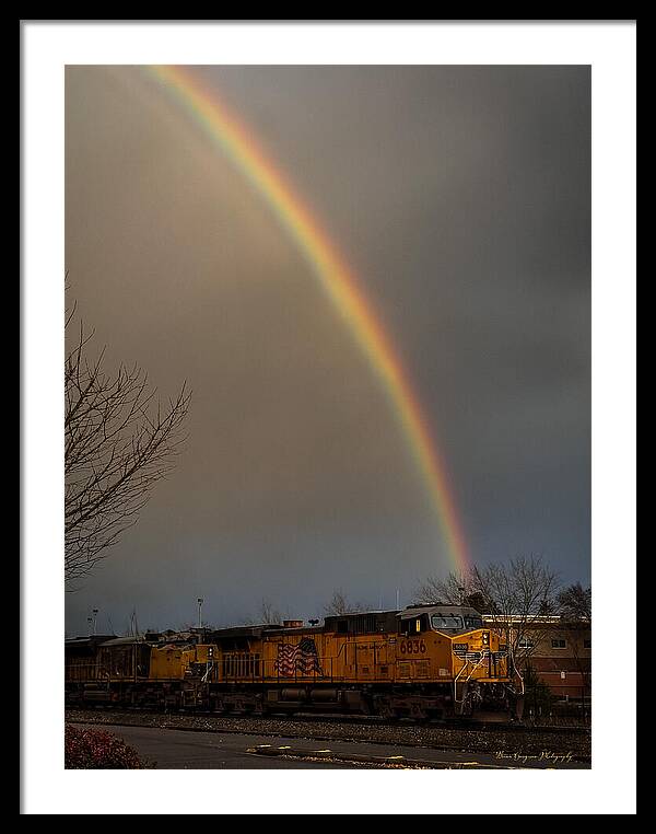 Train at the end of the rainbow - Framed Print