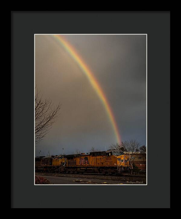 Train at the end of the rainbow - Framed Print