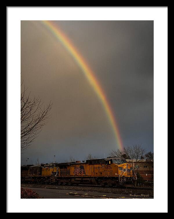 Train at the end of the rainbow - Framed Print