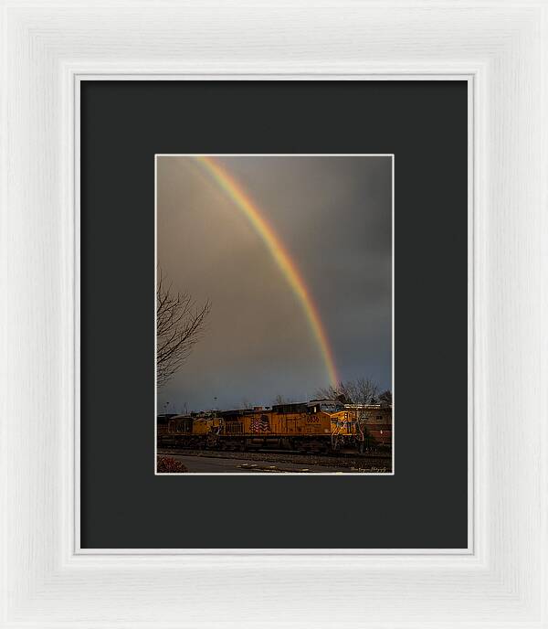 Train at the end of the rainbow - Framed Print
