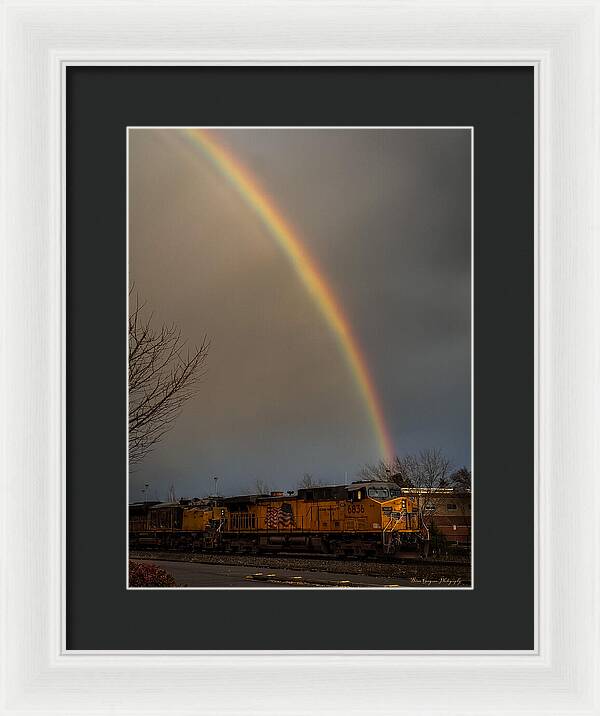 Train at the end of the rainbow - Framed Print