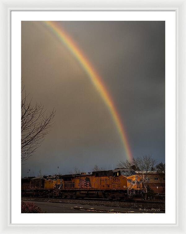 Train at the end of the rainbow - Framed Print