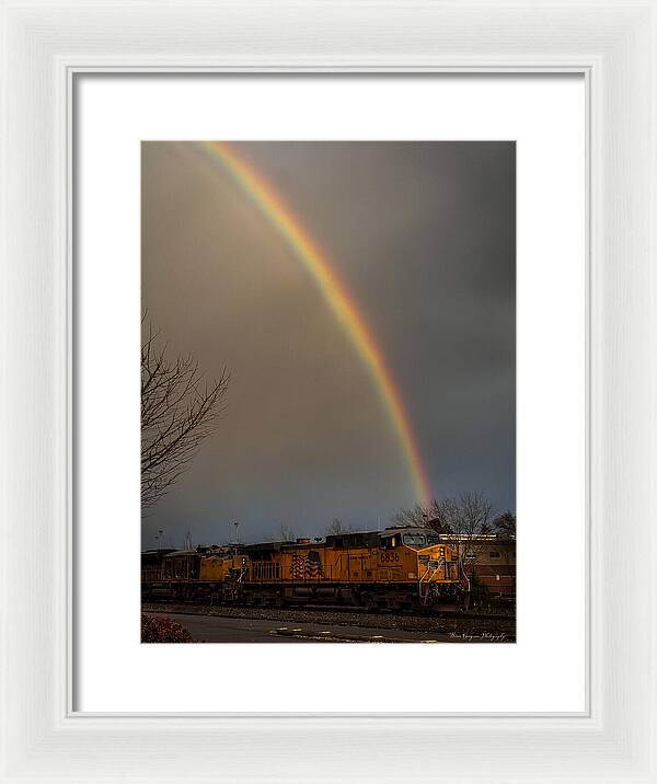 Train at the end of the rainbow - Framed Print
