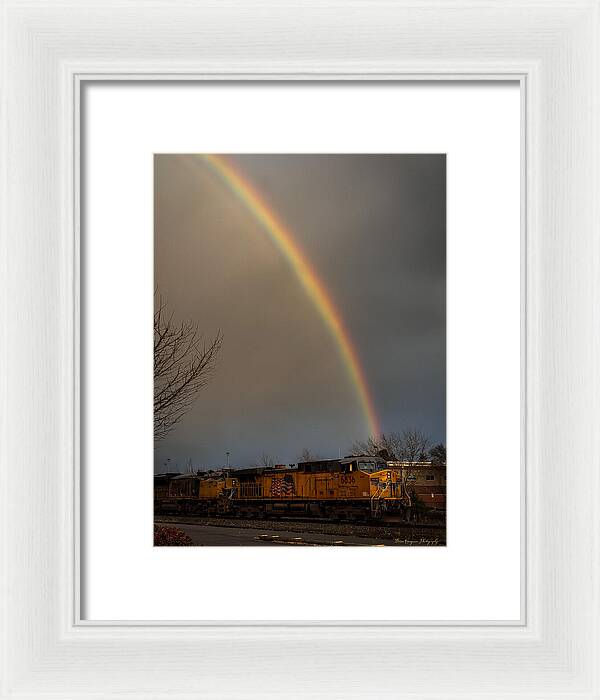 Train at the end of the rainbow - Framed Print