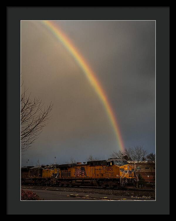 Train at the end of the rainbow - Framed Print