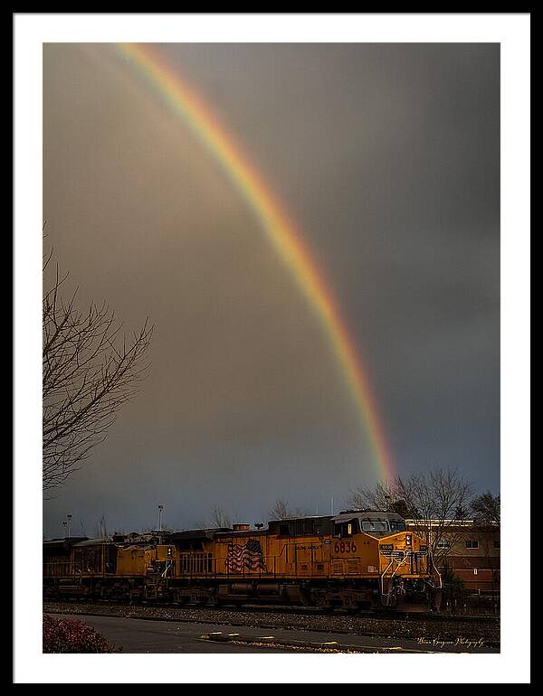 Train at the end of the rainbow - Framed Print