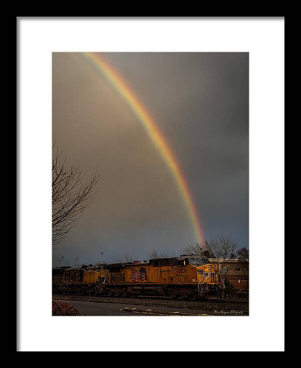 Train at the end of the rainbow - Framed Print