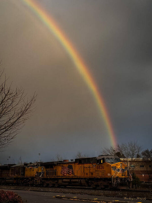 Train at the end of the rainbow - Art Print