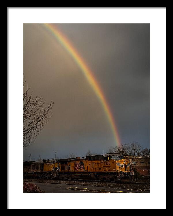 Train at the end of the rainbow - Framed Print