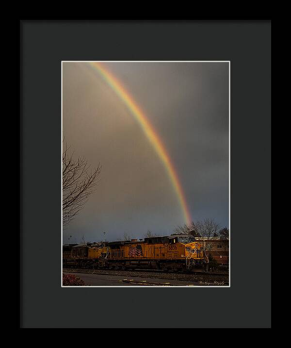 Train at the end of the rainbow - Framed Print