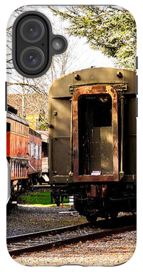 Vintage Train Cars on Tracks - Phone Case