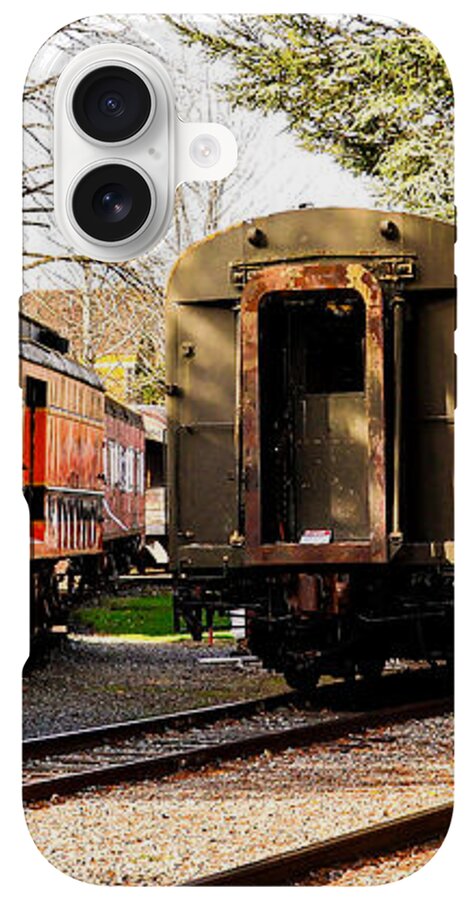Vintage Train Cars on Tracks - Phone Case