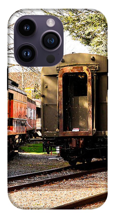 Vintage Train Cars on Tracks - Phone Case
